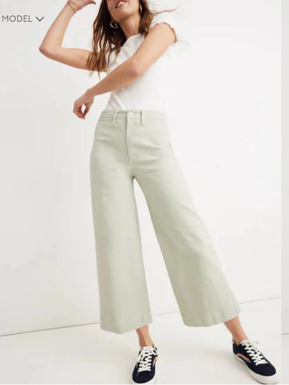 Madewell Emmett Wide Leg Crop Pants Women's Sz 30 High Waist Sea Haze Canvas